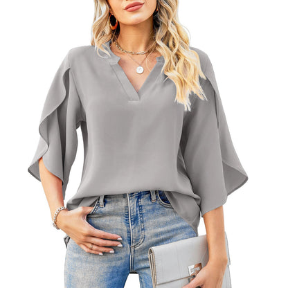 Top in chiffon - Petal sleeves and breathable design