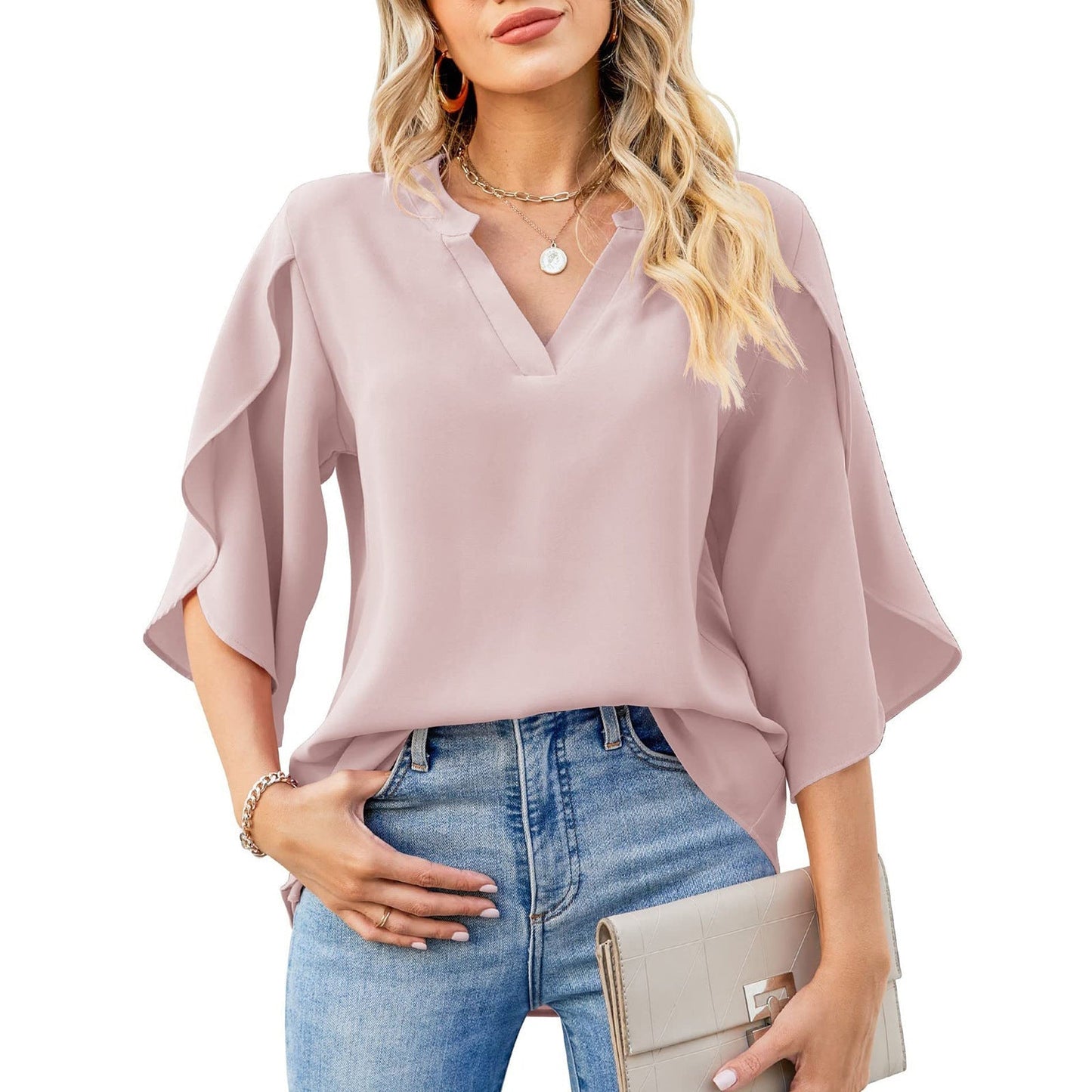 Top in chiffon - Petal sleeves and breathable design