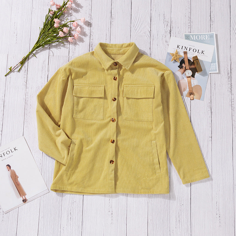 Corduroy shirt - Button closure and chest pockets