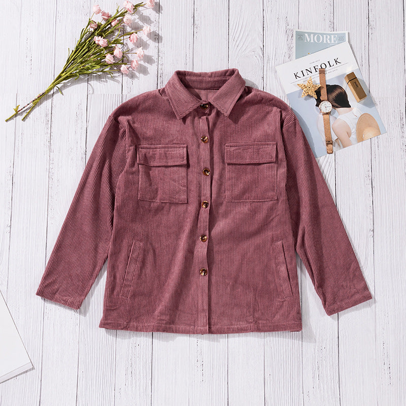 Corduroy shirt - Button closure and chest pockets