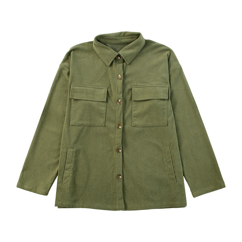 Corduroy shirt - Button closure and chest pockets