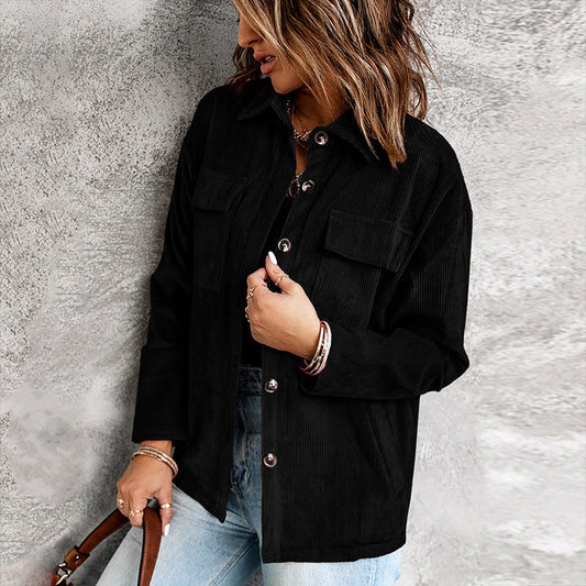 Corduroy shirt - Button closure and chest pockets