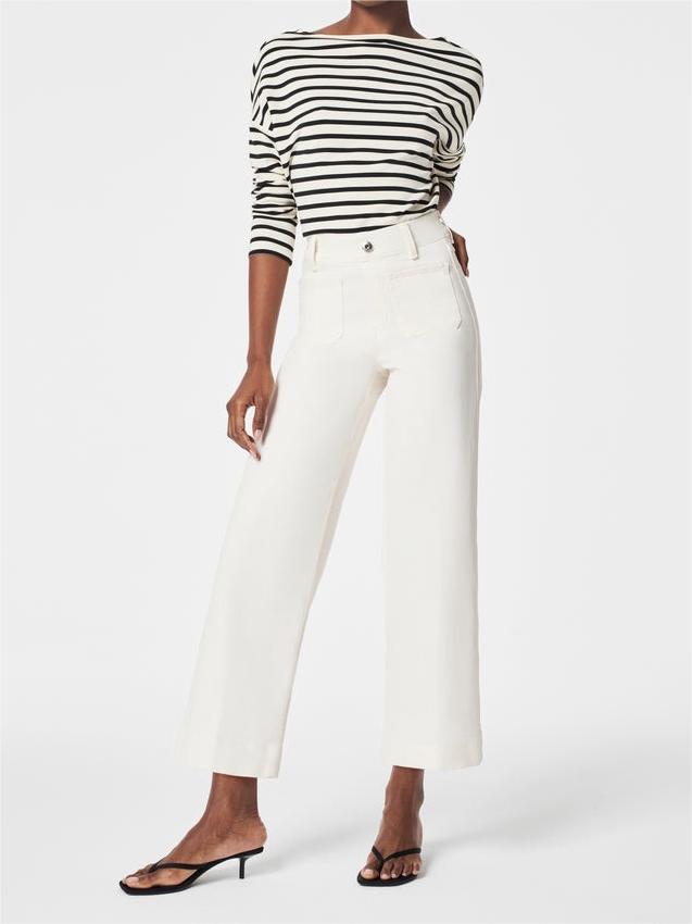 Stretch pants with high waist