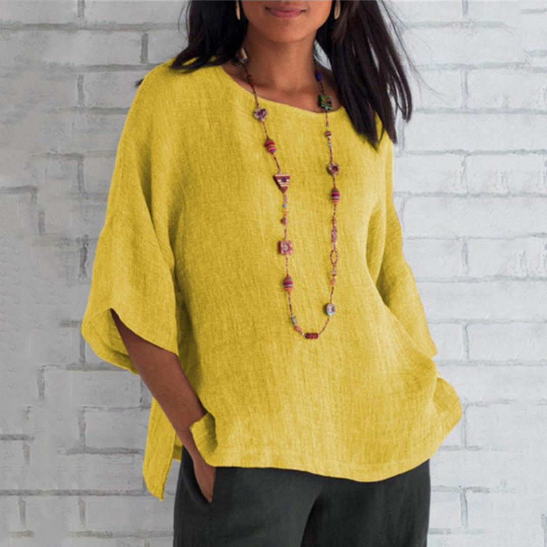 Women's 3/4-sleeve linen casual tunic