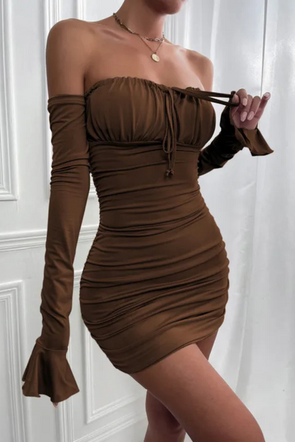 Danika |  Slim Off-shoulder Long Sleeve Dress