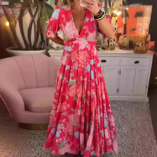 LP | Comfortable long dress with v-neck and pocket