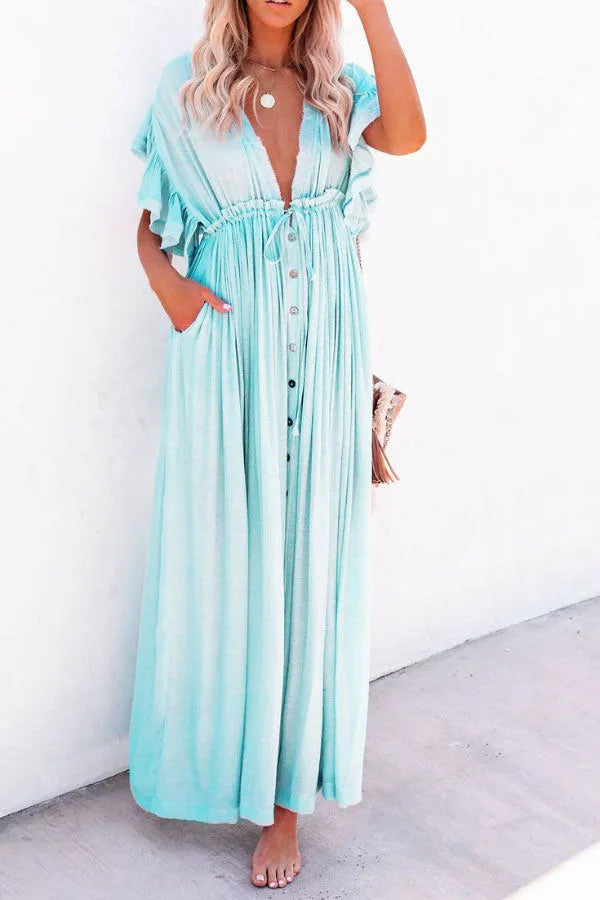 LP | Fairy Air dress with v-neck and ruffled sleeves