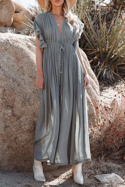 LP | Fairy Air dress with v-neck and ruffled sleeves