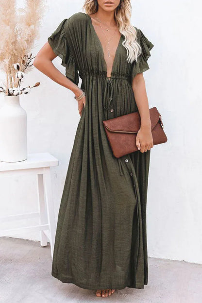 LP | Fairy Air dress with v-neck and ruffled sleeves