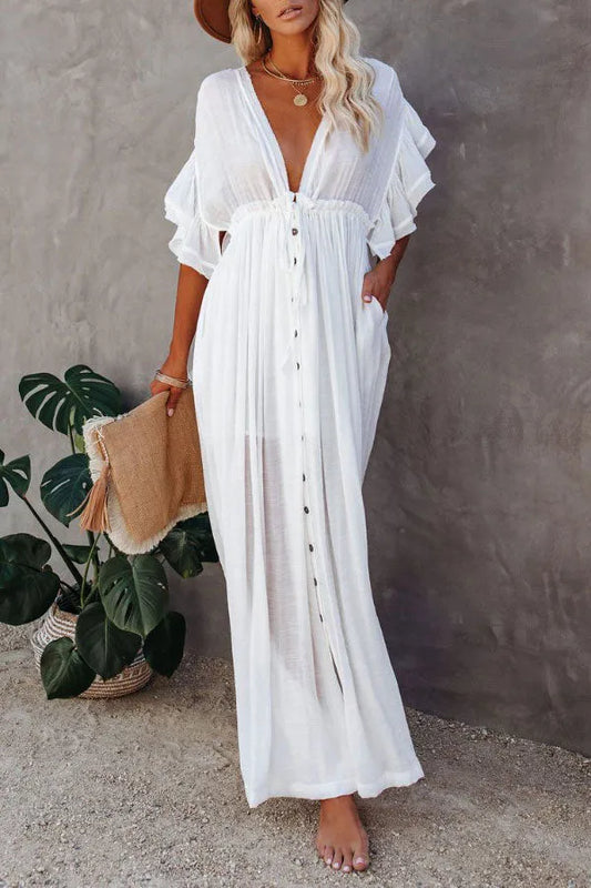 LP | Fairy Air dress with v-neck and ruffled sleeves