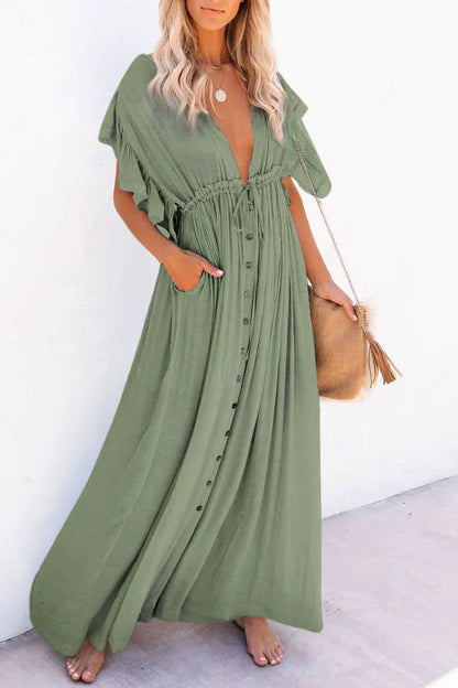 LP | Fairy Air dress with v-neck and ruffled sleeves