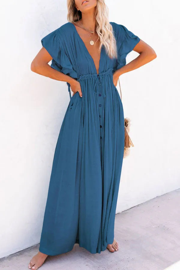 LP | Fairy Air dress with v-neck and ruffled sleeves