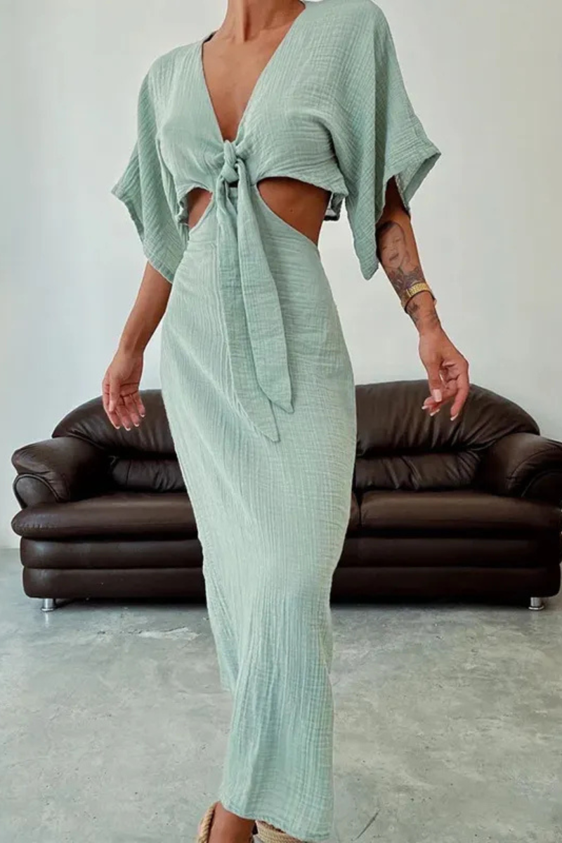 Elowyn | Summer Midriff V-neck Dress