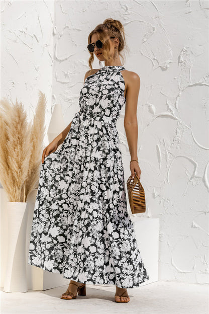 LP | Maxi dress with tie belt and colorful polka dot print