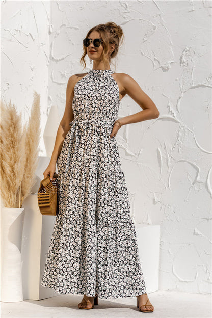 LP | Maxi dress with tie belt and colorful polka dot print