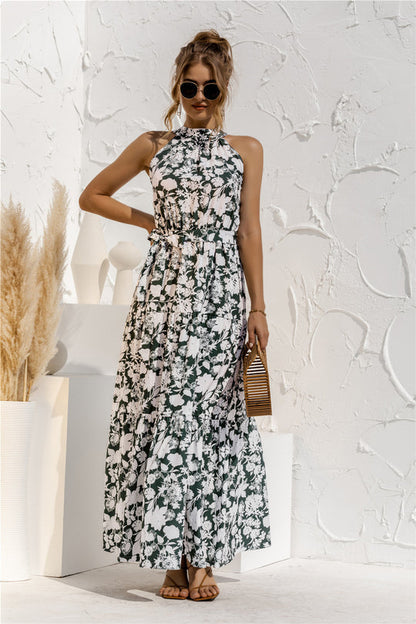 LP | Maxi dress with tie belt and colorful polka dot print