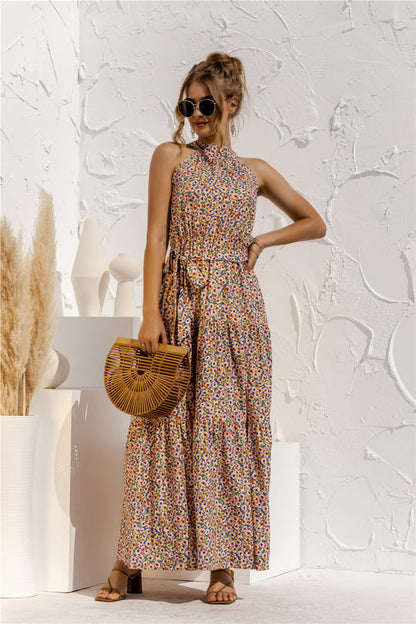 LP | Maxi dress with tie belt and colorful polka dot print