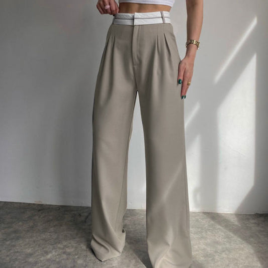 Straight-cut pants with high waist Fashion