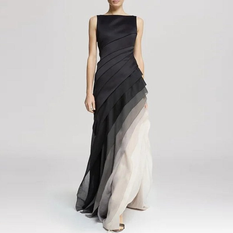 Irregular dress with high waist in ombre look