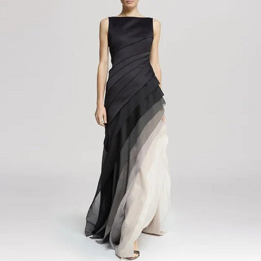 Irregular dress with high waist in ombre look