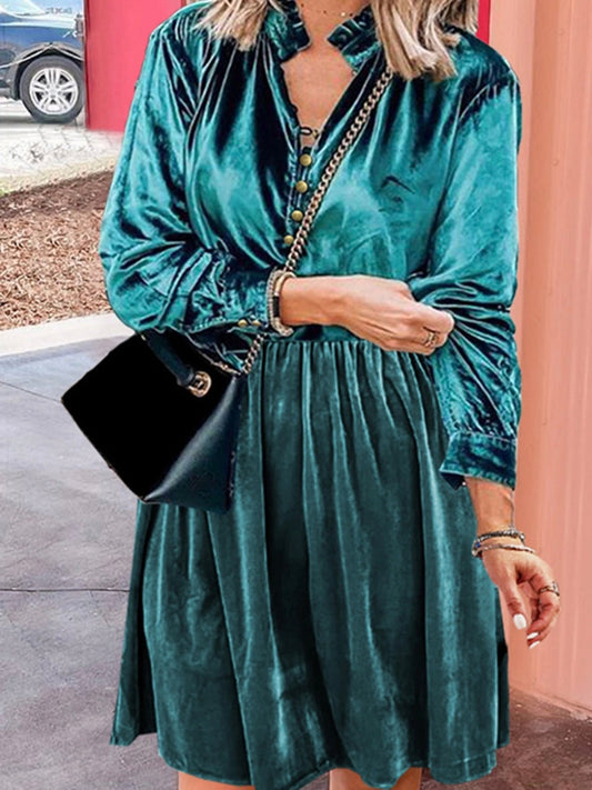 Cute-as-a-button velvet dress