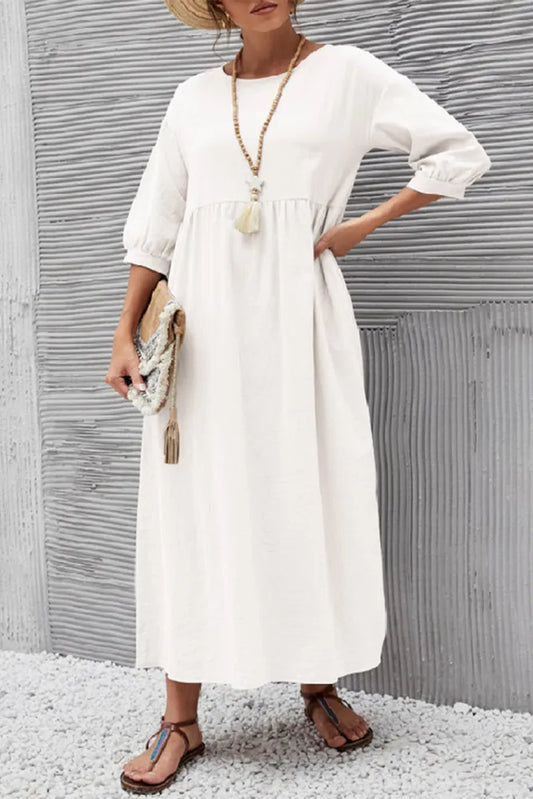 LP | Simple casual dress with O-neckline and A-line.