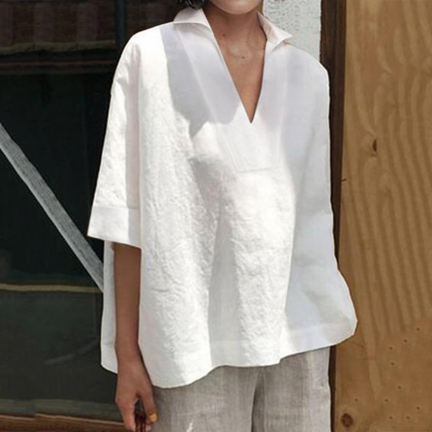 MiaMilana - V-neck linen blouse