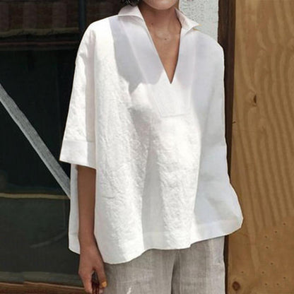 MiaMilana - V-neck linen blouse