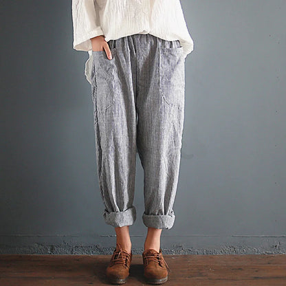 Oversized cotton and linen pants