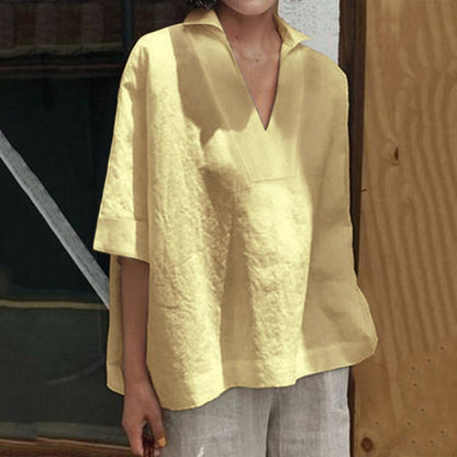MiaMilana - V-neck linen blouse