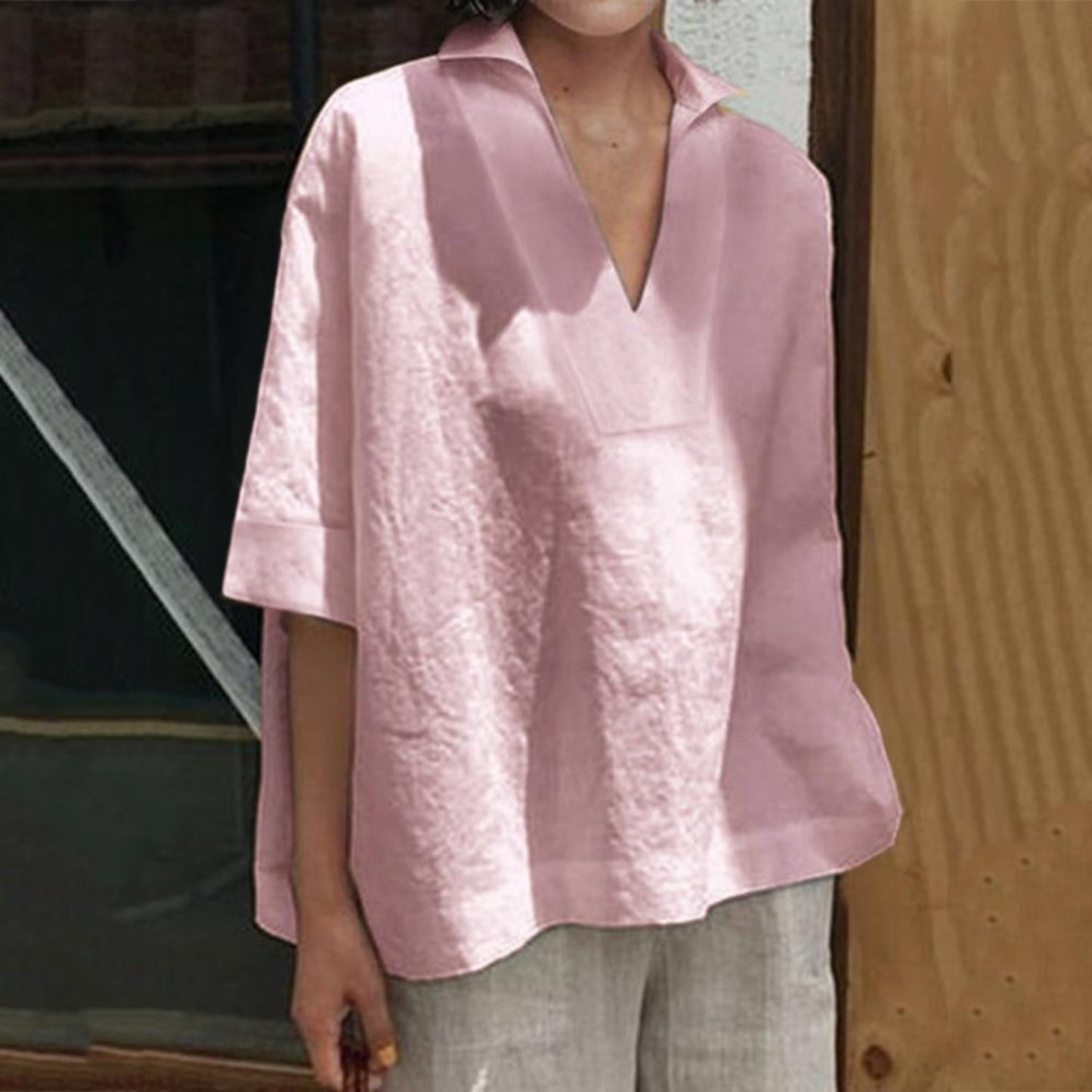 MiaMilana - V-neck linen blouse