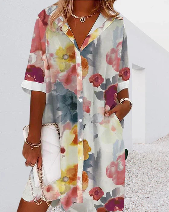 LP | Wide shirt dress with mid-length sleeves