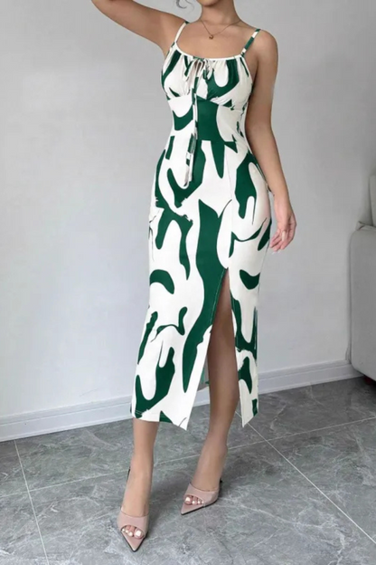 Isla | Summer Printed Suspender Split Dress