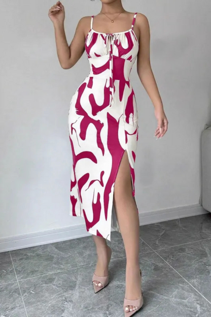Isla | Summer Printed Suspender Split Dress