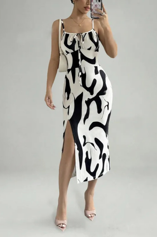 Isla | Summer Printed Suspender Split Dress