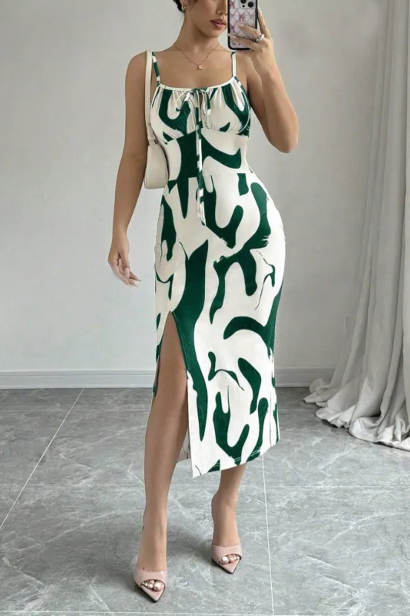 Isla | Summer Printed Suspender Split Dress