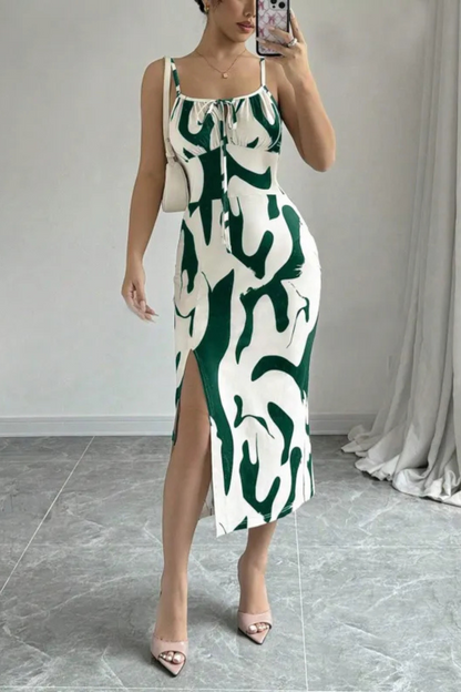 Isla | Summer Printed Suspender Split Dress