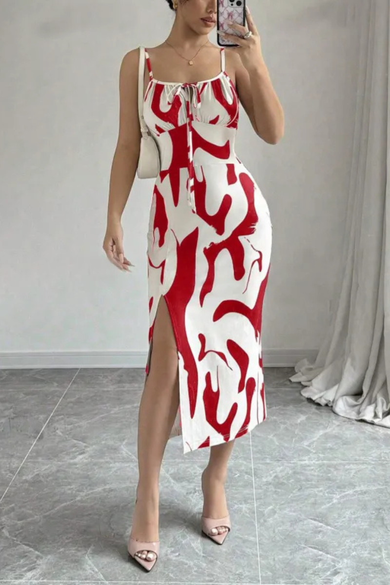 Isla | Summer Printed Suspender Split Dress