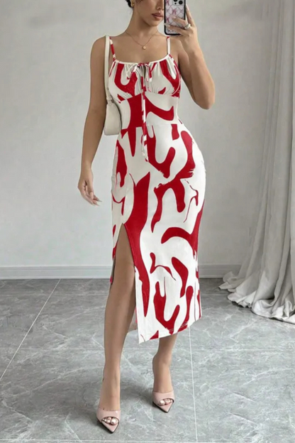 Isla | Summer Printed Suspender Split Dress