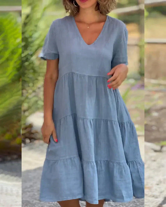 LP | Cotton and linen v-neck dress