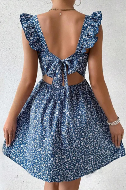 Junia | Summer Square-neck Ruffled Sleeveless Dress
