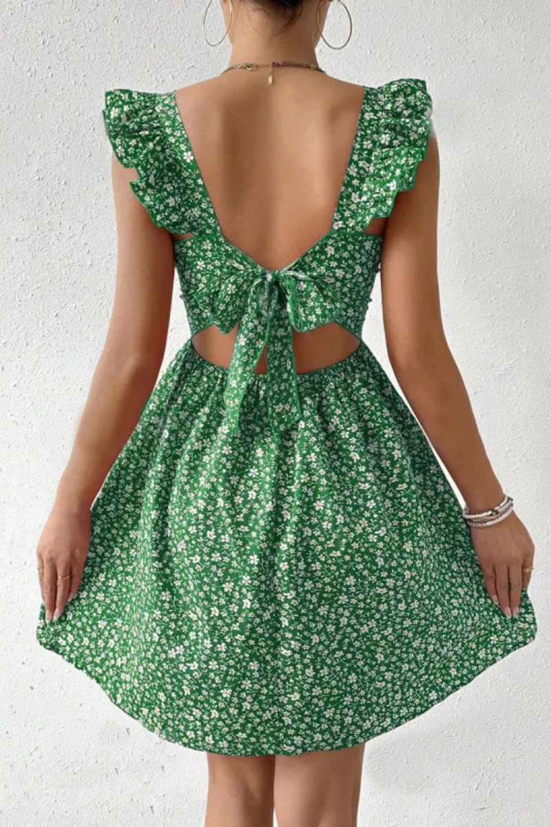Junia | Summer Square-neck Ruffled Sleeveless Dress