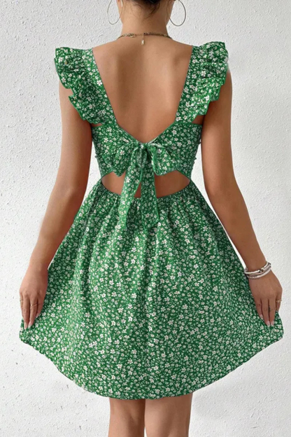 Junia | Summer Square-neck Ruffled Sleeveless Dress