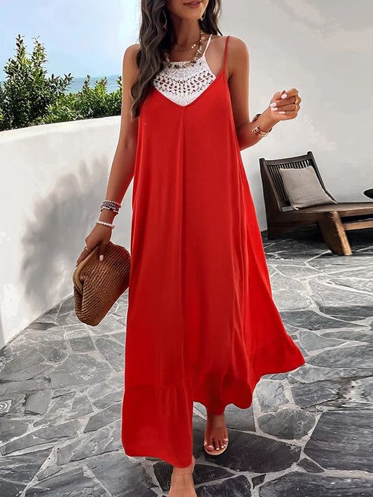 LP | Sleeveless long dresses with pleats in solid color.