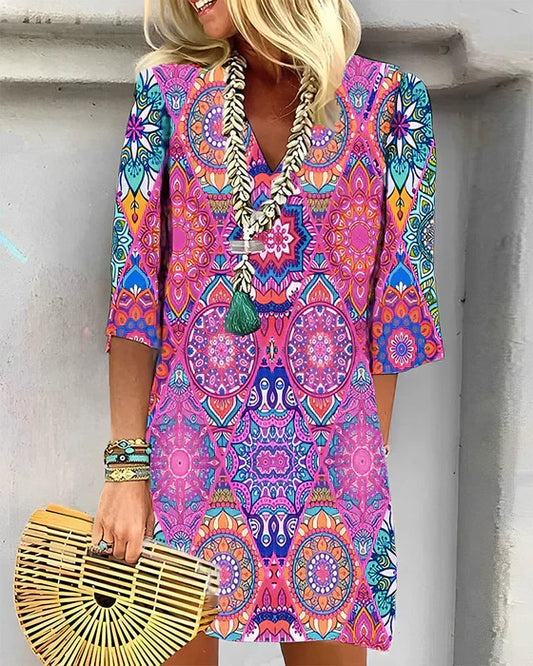 LP | Geometric dress with 3/4 sleeves