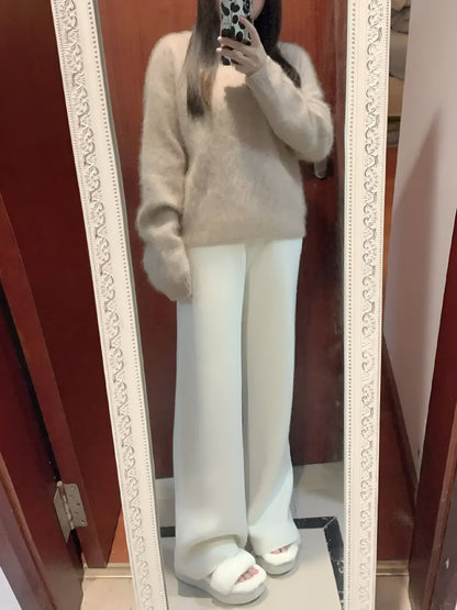 Malina | Comfortable knitted wool pants with wide legs
