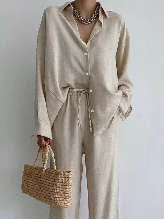 blouse and pants with wide legs