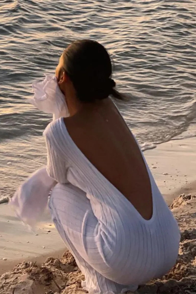 Aurelia | Hip-wrapped Back-less Knitted Maxi Dresses