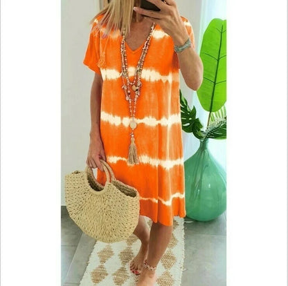LP | Striped shirt dress with short sleeves and loose fit