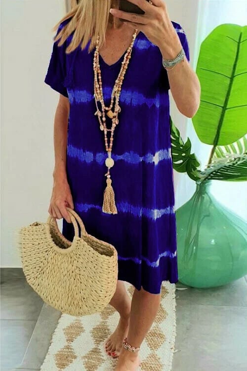 LP | Striped shirt dress with short sleeves and loose fit